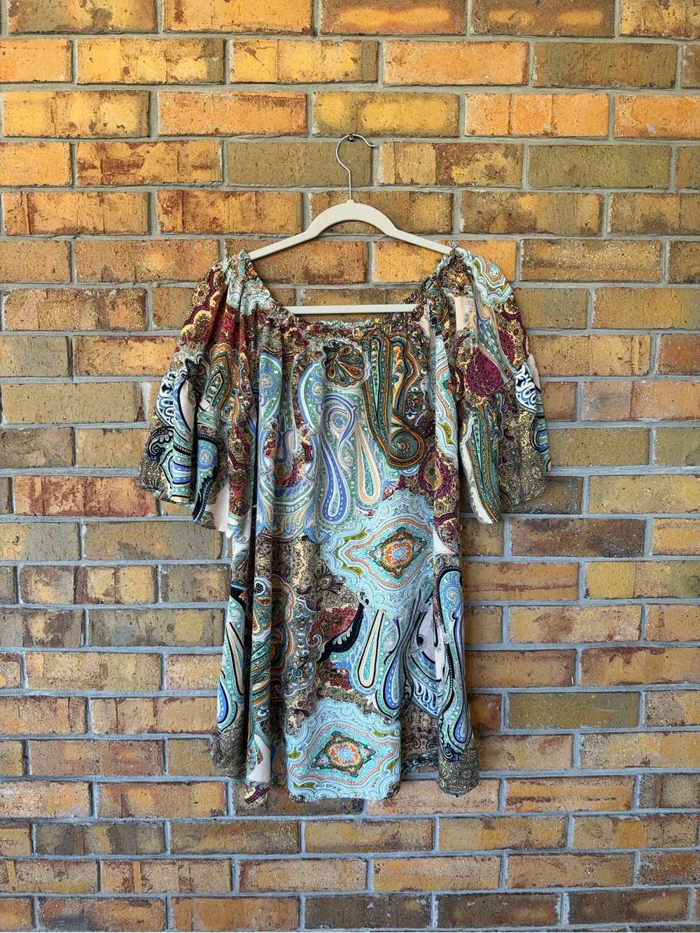 Umgee Plus XL Paisley Boho Blouse Multicolor 3/4 Sleeve Tunic Top